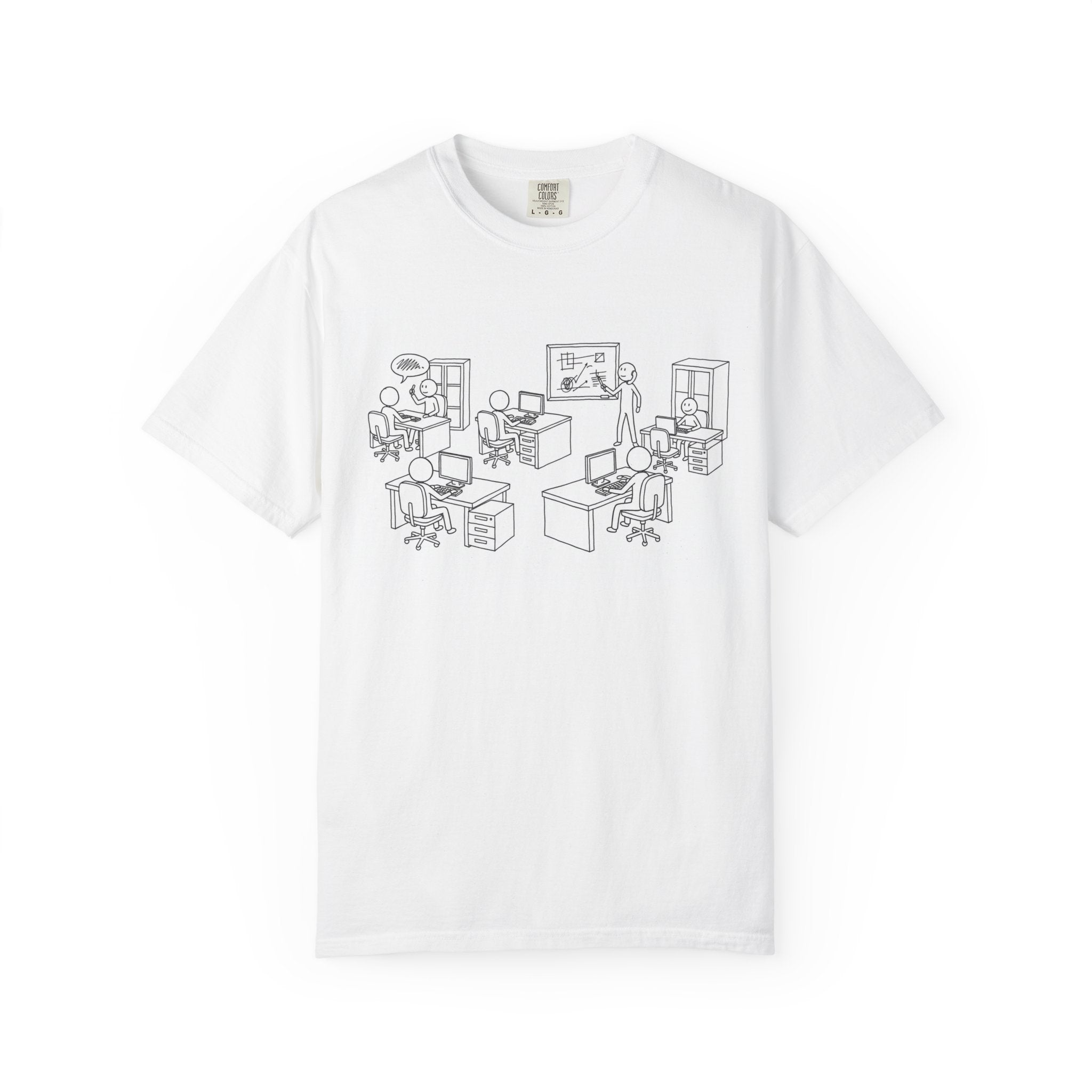 Office Sketch T-Shirt — Minimalist Workspace Illustration Tee