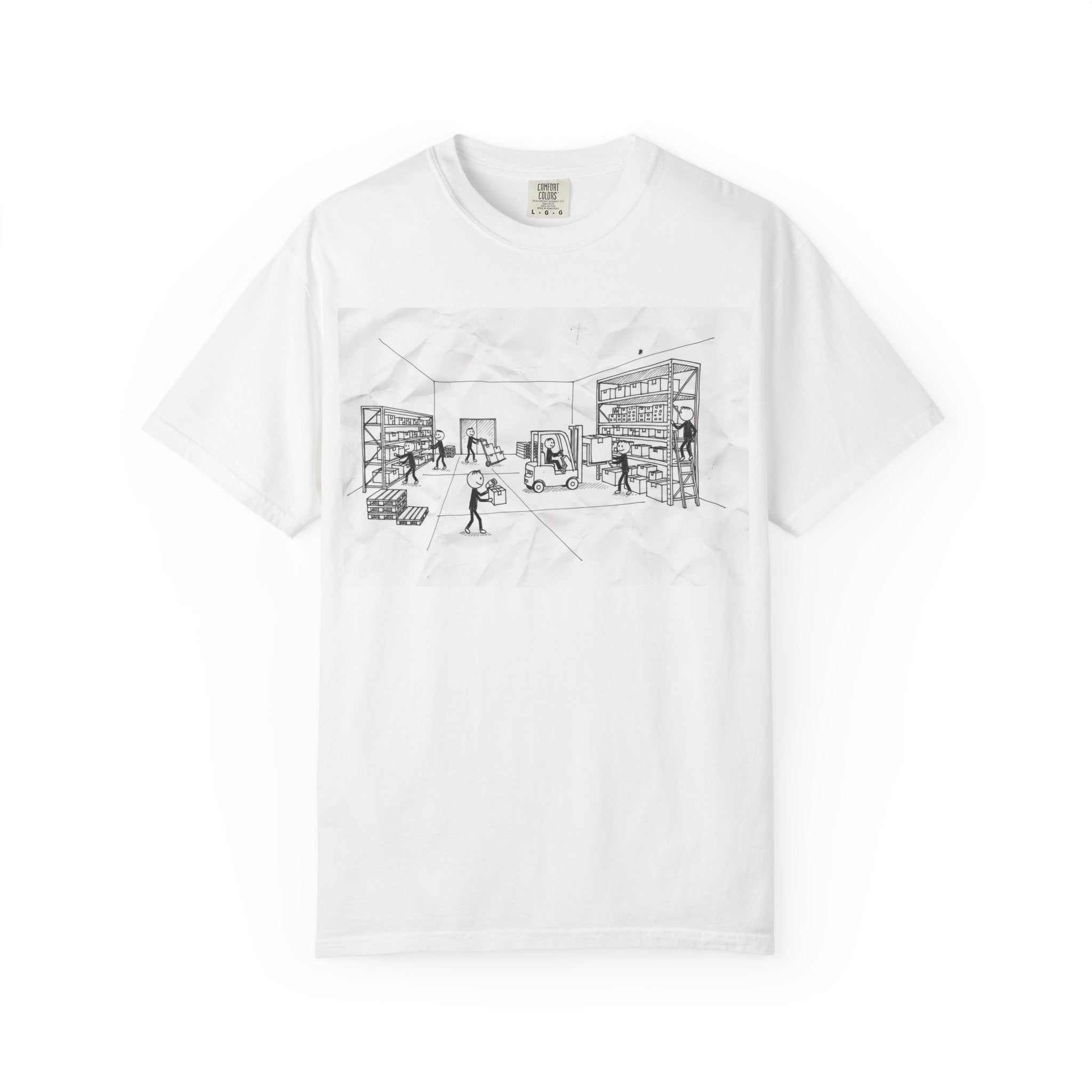T-Shirt — Minimal Warehouse Line Art Crewneck